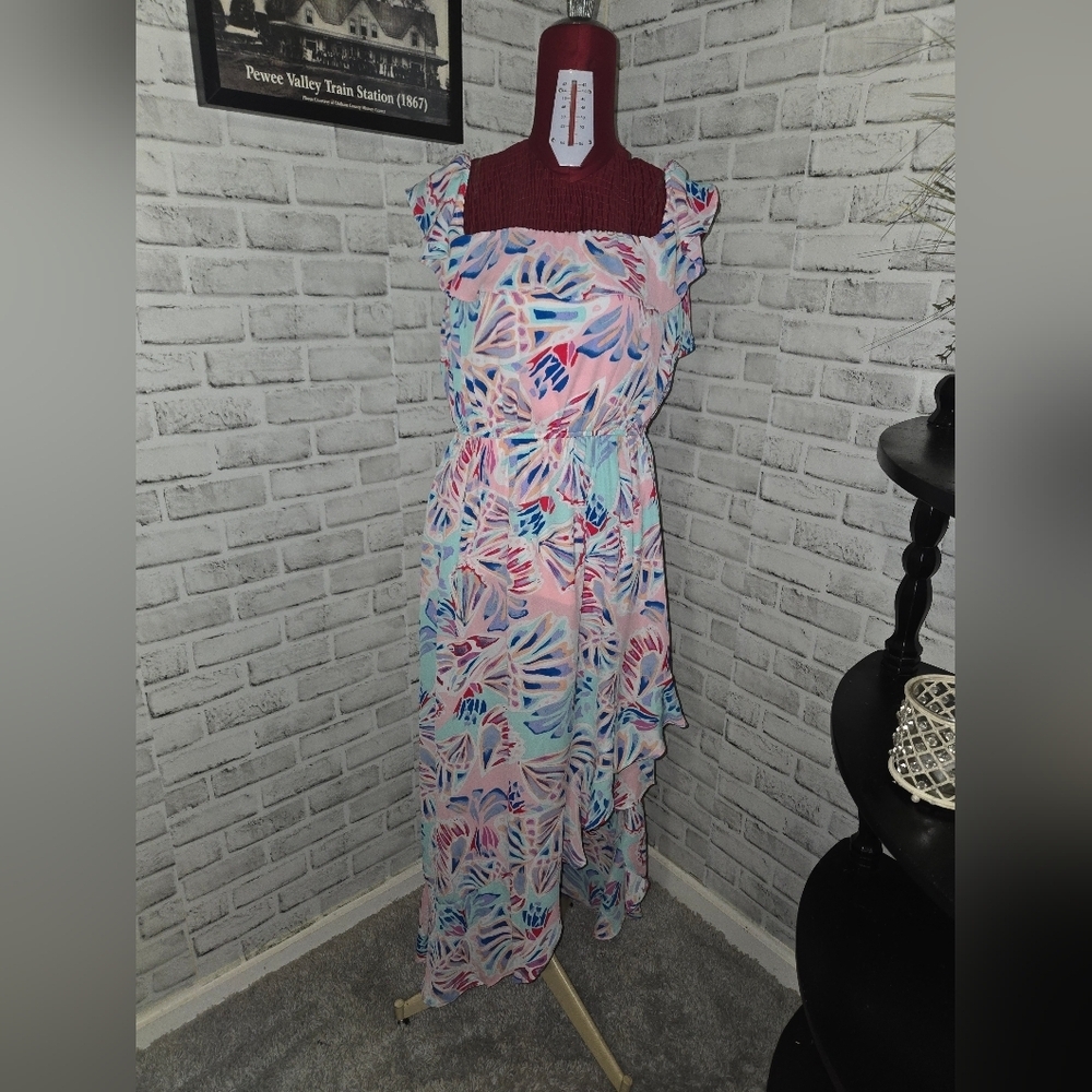 Emily Wonder Off/On Shoulder Multi-colored Dress Size L